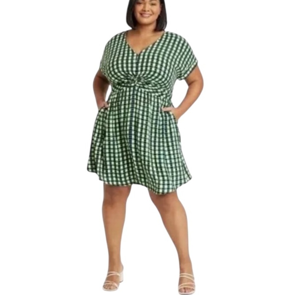 Ava & Vic check fit & flare dress 1X